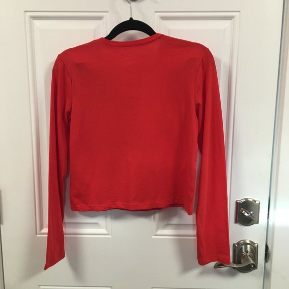 Women's Wild Fable Red Long Sleeve Crew Neck Cropped T Shirt NWT Choose Size - Picture 2 of 6
